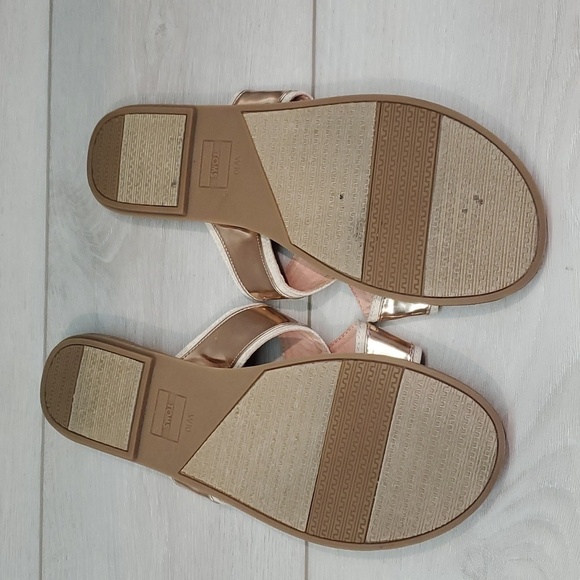 Toms Women Viv Rose Gold Slide Crisscross Sandals Flats shoes sz 10 - Picture 10 of 12